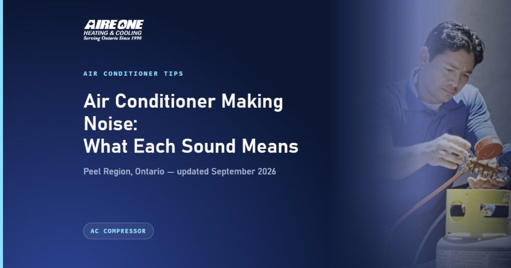 Air Conditioner Making Noise: What Each Sound Means — Aire One Peel Heating and Cooling, Peel Region, Ontario