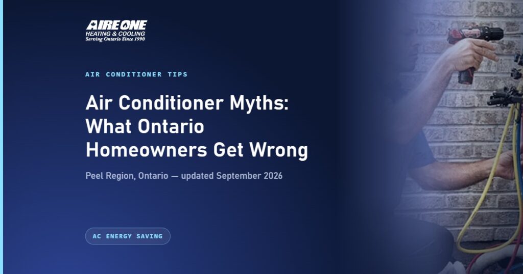Air Conditioner Myths: What Ontario Homeowners Get Wrong — Aire One Peel Heating and Cooling, Peel Region, Ontario