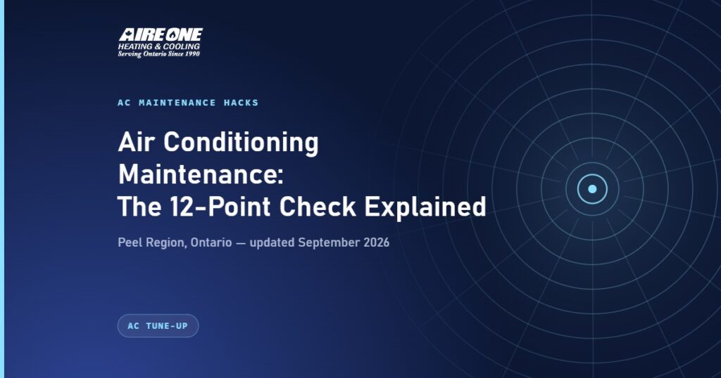 Air Conditioning Maintenance: The 12-Point Check Explained — Aire One Peel Heating and Cooling, Peel Region, Ontario