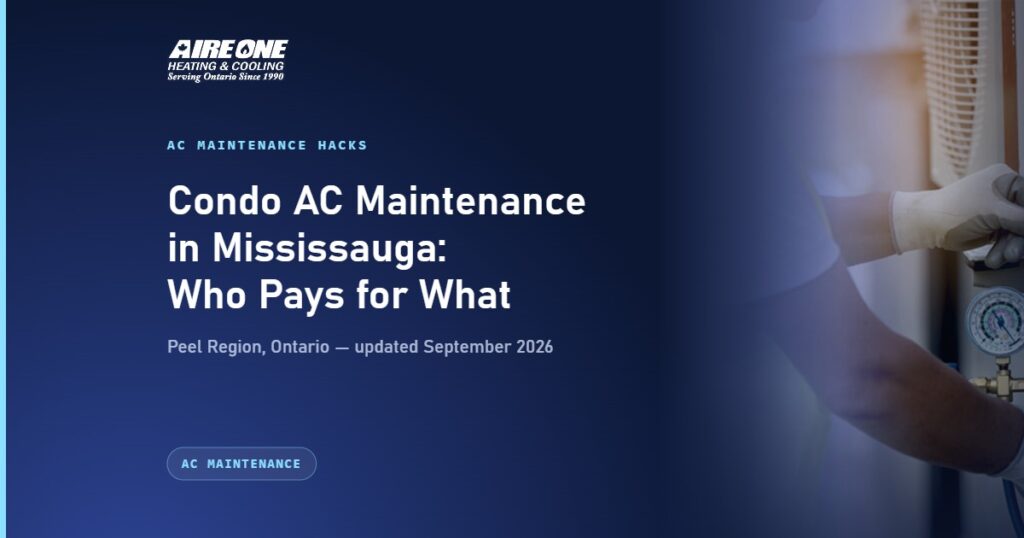 Condo AC Maintenance in Mississauga: Who Pays for What — Aire One Peel Heating and Cooling, Peel Region, Ontario