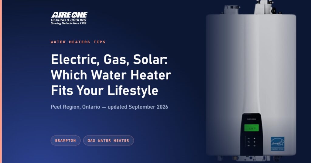 Electric, Gas, Solar: Which Water Heater Fits Your Lifestyle — Aire One Peel Heating and Cooling, Peel Region, Ontario