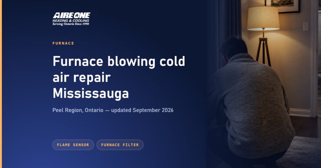 Furnace blowing cold air repair Mississauga — Aire One Peel Heating and Cooling, Peel Region, Ontario