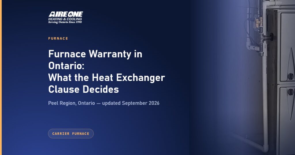Furnace Warranty in Ontario: What the Heat Exchanger Clause Decides — Aire One Peel Heating and Cooling, Peel Region, Ontario