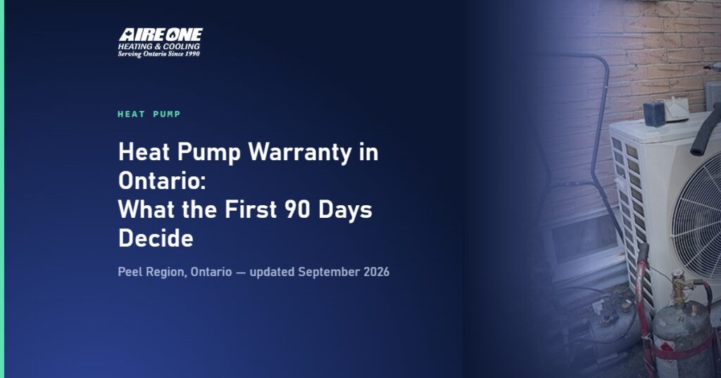Heat Pump Warranty in Ontario: What the First 90 Days Decide — Aire One Peel Heating and Cooling, Peel Region, Ontario