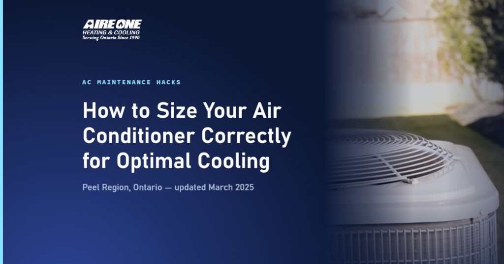 How to Size Your Air Conditioner Correctly for Optimal Cooling — Aire One Peel Heating and Cooling, Peel Region, Ontario