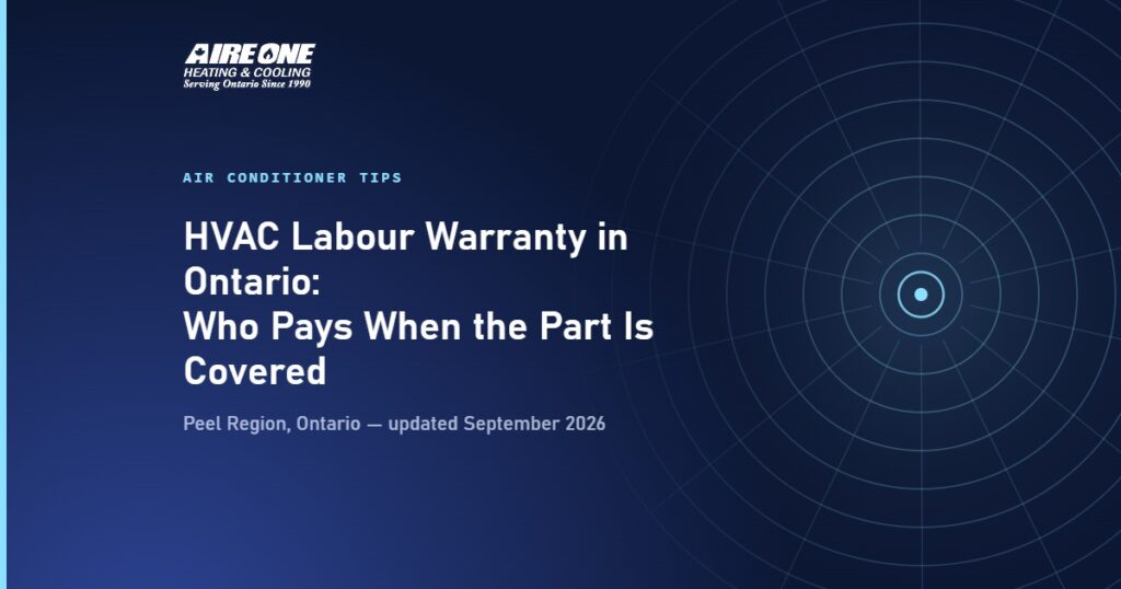 HVAC Labour Warranty in Ontario: Who Pays When the Part Is Covered — Aire One Peel Heating and Cooling, Peel Region, Ontario