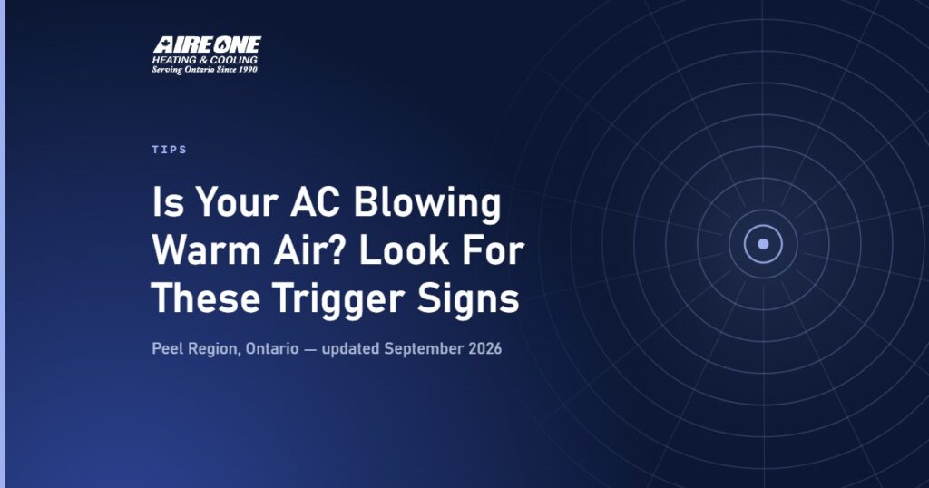Is Your AC Blowing Warm Air? Look For These Trigger Signs — Aire One Peel Heating and Cooling, Peel Region, Ontario