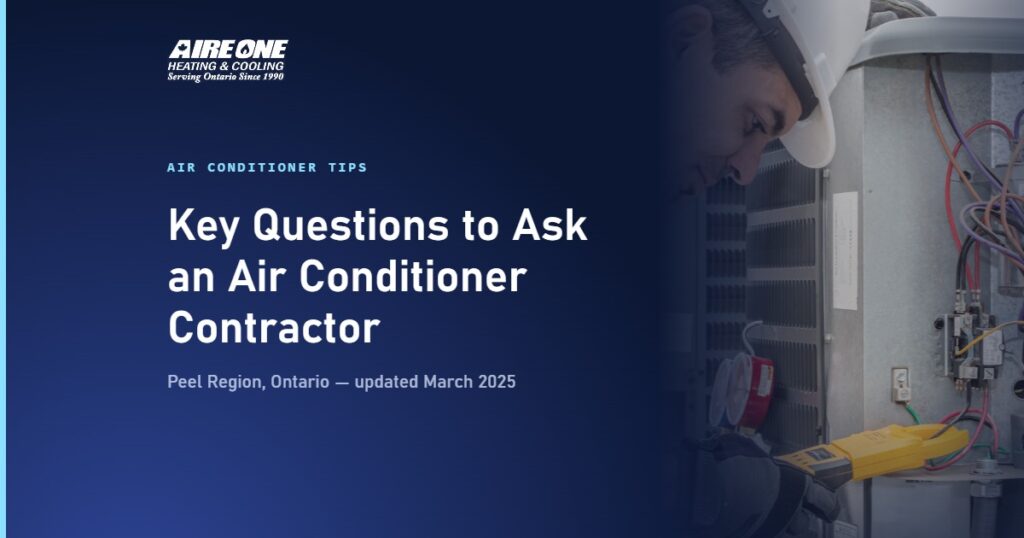 Key Questions to Ask an Air Conditioner Contractor — Aire One Peel Heating and Cooling, Peel Region, Ontario
