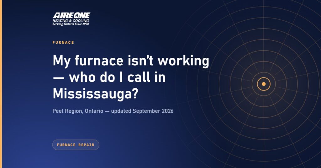 My furnace isn’t working — who do I call in Mississauga? — Aire One Peel Heating and Cooling, Peel Region, Ontario