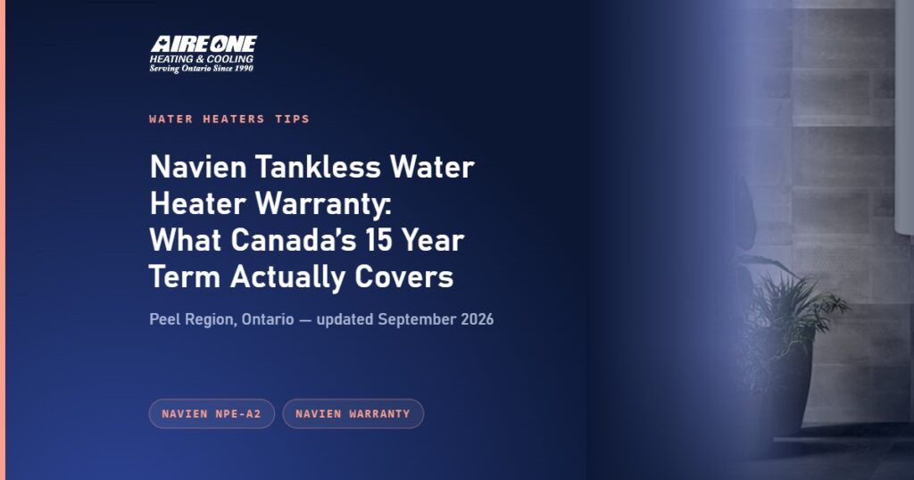 Navien Tankless Water Heater Warranty: What Canada’s 15 Year Term Actually Covers — Aire One Peel Heating and Cooling, Peel Region, Ontario