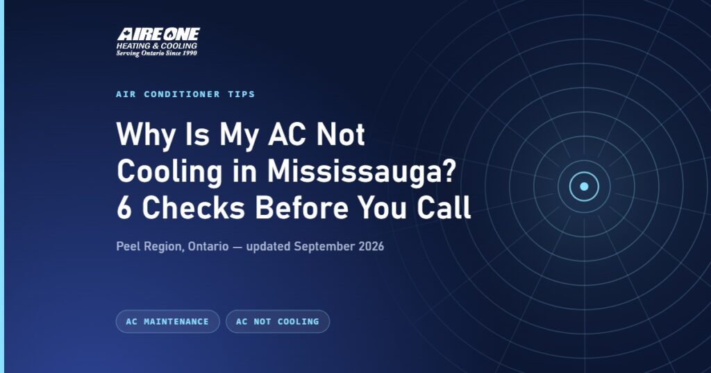 Why Is My AC Not Cooling in Mississauga? 6 Checks Before You Call — Aire One Peel Heating and Cooling, Peel Region, Ontario