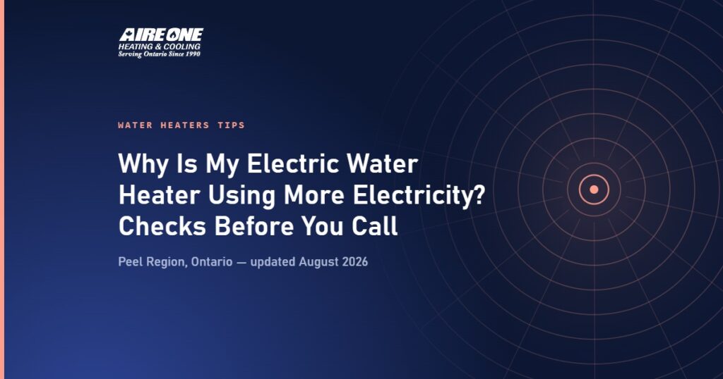 Why Is My Electric Water Heater Using More Electricity? Checks Before You Call — Aire One Peel Heating and Cooling, Peel Region, Ontario